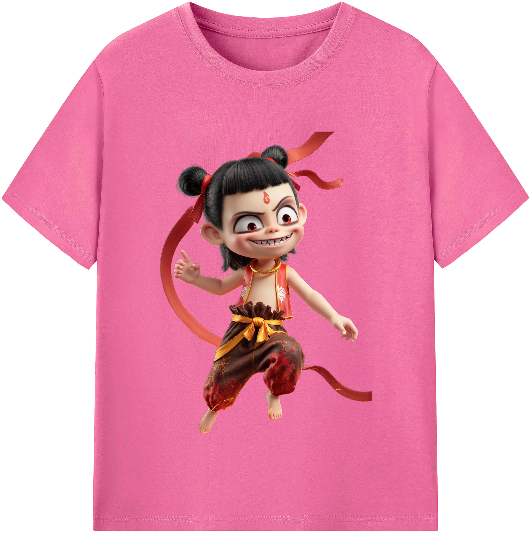 （画像用） Ne Zha 2 ナタ 魔童の大暴れ レディースカジュアルプリントTシャツ（綿100％）